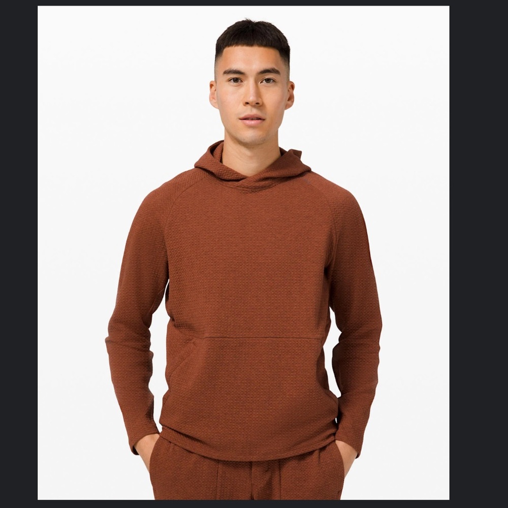 Lululemon At Ease burnt orange hoodie with two front pouch zip pockets - Picture 11 of 13